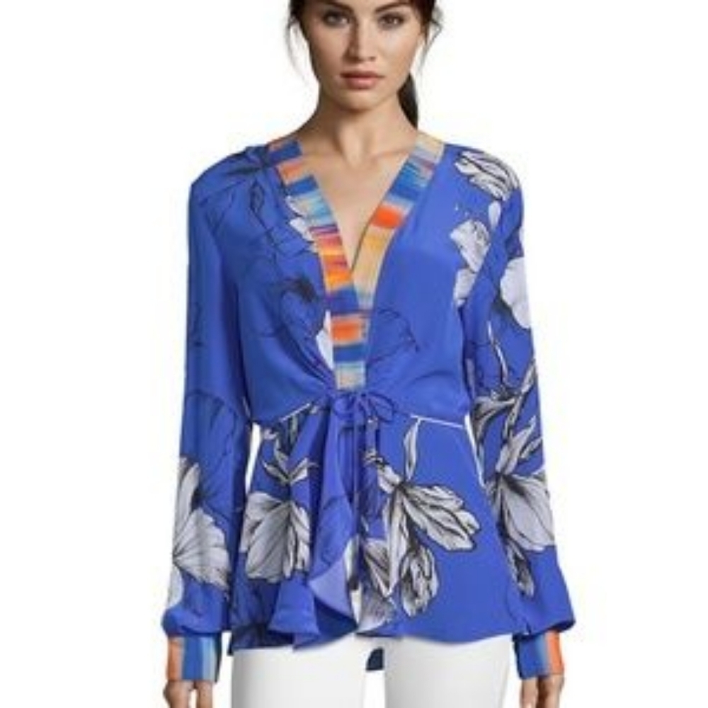 ROBERT Graham silk wrap top size M